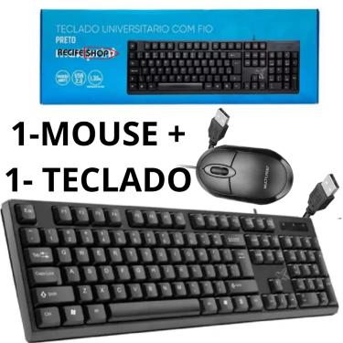 Imagem de Kit Teclado e Mouse USB com Fio para Computador e Notebook - Conforto e Precisão