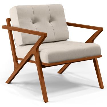 Imagem de Poltrona Decorativa Sala de Estar com Cintas de Corano Laís B04 Linho Cru - Lyam Decor