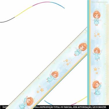 Imagem de Régua de Crescimento Infantil Anjo, Adesivo de Parede Decorativo, Azul e Coral, Impressão CMYk, Fácil Aplicação