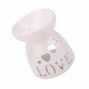 Imagem de Pssopp Queimador de óleo, Lâmpada de Aromaterapia Noturna de Cerâmica, Aparelho de Fusão de Cera para óleos Essenciais, Difusor Decorativo de Fragrâncias para Casa (Amor)