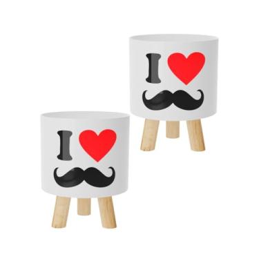 Imagem de Kit com 2 - Cachepot Retro pé Madeira Adesivado (Bigode)