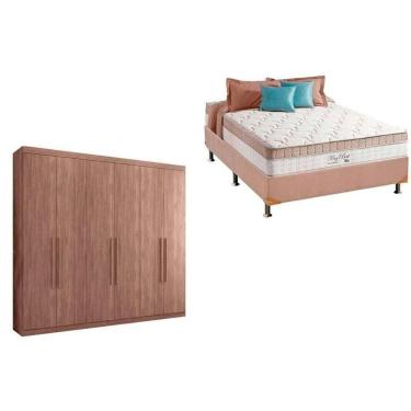 Imagem de Cama Box Casal + Colchão American Herval + Guarda Roupa Imaginare 6.4 Atacama-jatobá