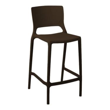 Imagem de Banqueta Alta Cozinha Marrom Café Empilhável Urano em Polipropileno Ac