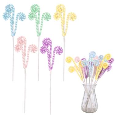 Imagem de 10pçs Picks Árvore Natal Pastel, 40cm Encaracolados Enfeites Bengala Doce Decoração Topo Árvore Cor Macaron Decorações Festas para Casa Vaso Grinalda Guirlanda