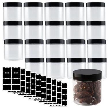 Imagem de YUENPUN Pacote com 35 frascos de plástico PET transparente de 350 g com tampas, recipientes de boca larga para artesanato, geleca, miçangas, organização de armazenamento de botões