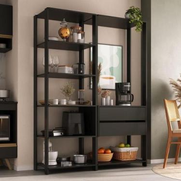 Imagem de Armário De Cozinha Modulada Compacta 135cm 2 Peças Com 2 Gavetas Multi