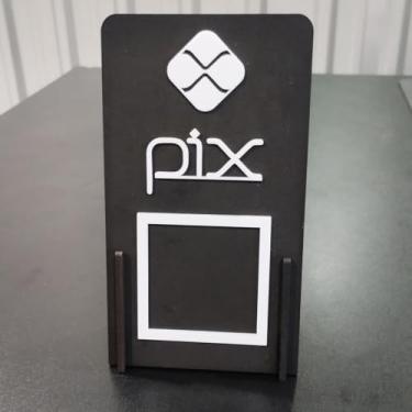 Imagem de Display De Mesa Qr Code Pix Em Mdf Com Detalhes Em Acrílico(Acrílico Branco)