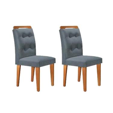 Imagem de Kit 2 Cadeiras De Cozinha Imperatriz Madeira Capuccino-suede Grafite - Rufato