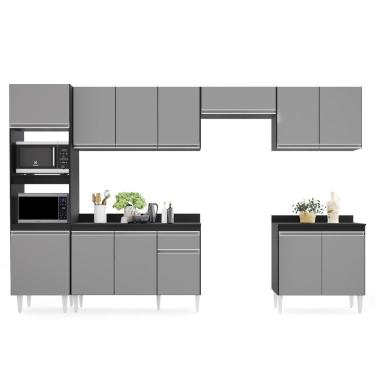 Imagem de Cozinha Modulada 6 Módulos Composição 8 Preto-cinza - Lumil Móveis