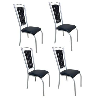 Imagem de Kit 4 Cadeiras Paris Cozinha Aço Tubolar Confortável Jantar Cor Do Assento Preto