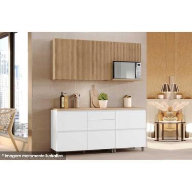 Imagem de Cozinha Modulada Completa Rainha 4 Peças C4p22 Branca/nature - Nesher