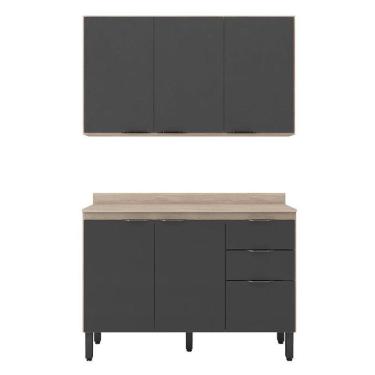 Imagem de Cozinha Modulada Firenze Fi0010 Avena Grafito - Demóbile