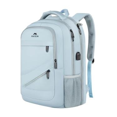 Imagem de Mochila de Viagem para Notebook 17 Polegadas com Porta USB e Alça de Bagagem. Design Ergonômico Azul, Perfeita para Trabalho, Faculdade e Uso Diário com Segurança e Organização