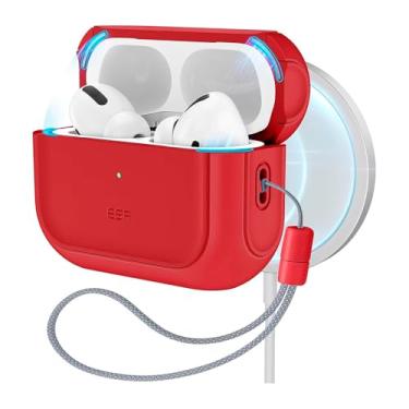 Imagem de Capa para AirPods Pro 2ª e 1ª Geração (2023/2022/2019) com M4g-S4fe, Vermelho Escuro, ideal para C4rr3g4m3nt0 sem fio. Durabilidade e estilo para seus AirPods