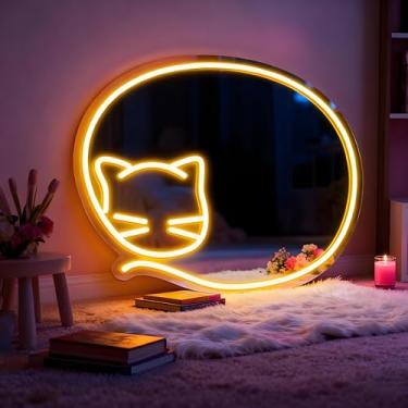 Imagem de Neonawall Neon Signs for Wall Decor Light Up Letters Led Sign Birthday Party Gifts Led Decorative Night Signs Room Decorations Supplies Neon Party Sign for Store Home Dorm Bedroom (Catmirror)