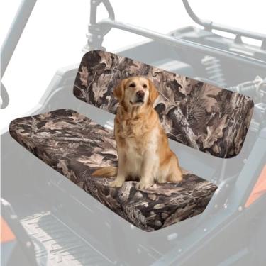 Imagem de Bulopur UTV Accessories Capas de assento Camo Hunting Branch Leaves UTV Capas de assento universais para Kawasaki Mule 300 3010 3020 4000 4010 2001-2023 2025, tecido elástico fácil de instalar