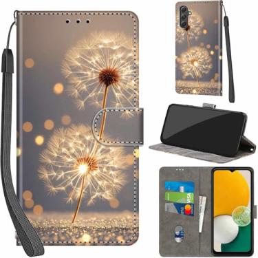 Imagem de Salanheo Capa carteira para Samsung Galaxy A54 5G, com [3 compartimentos para cartões], fecho magnético com suporte, couro PU, capa flip protetora à prova de choque de 6,4 polegadas, dente-de-leão