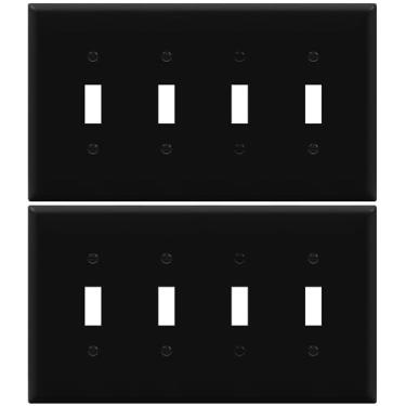 Imagem de ENERLITES Placa de parede com interruptor de luz quádrupla, placa de interruptor de interruptor de quatro grupos, tamanho médio de 4 gangs, 12,4 x 21,8 cm, termoplástico de policarbonato inquebrável