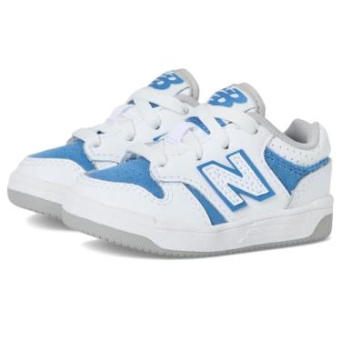 Imagem de New Balance Tênis infantil 480 V1 com cadarço, Branco/pedra do mar, 19