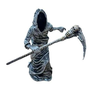 Imagem de Estatueta da morte Grim Reaper com foice, decoração de casa gótica de 