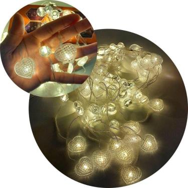 Imagem de Pisca Cortina Corações Natal 80 Lâmpadas Led 3x1m 110-220v Amarelo