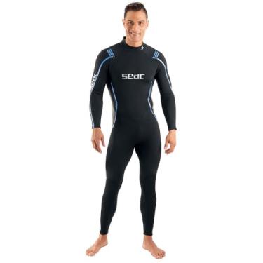 Imagem de SEAC Feel Man Roupa de mergulho de neoprene ultra elástica de 3 mm com zíper nas costas para mergulho, snorkel e mergulho livre, preto médio