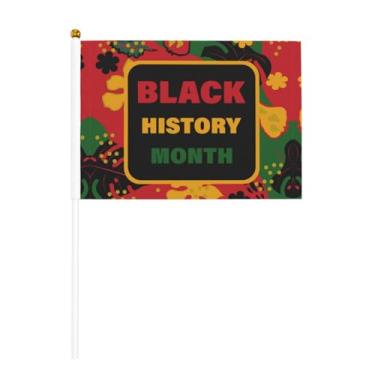 Imagem de Bandeiras de Mês da História Negra Mini Bandeira Portátil Pequenas Bandeiras de Mesa de Seis Peças 5,5 x 8,3 Polegadas com Mastro para Festivais Eventos Festa