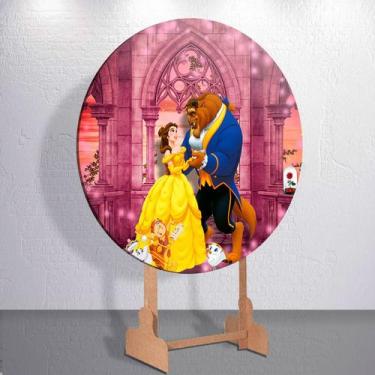 Imagem de Decoração infantil festa com painel redondo capa Fera princesa Bela ta