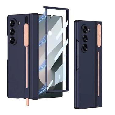 Imagem de Capa de Proteção Lateral com S Pen Ponta Fina, Compatível com Samsung Z Fold6 (Azul)
