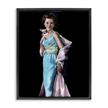 Imagem de Stupell Industries Arte de parede em tela flutuante com moldura dourada Friday Night Woman & Chihuahua, design de Mary Sparrow, 21 x 17