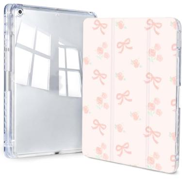 Imagem de Jngnpn Capa para iPad 9ª/8ª/7ª geração, 10,2 polegadas (versão 2021/2020/2019), capa transparente fina e tripla traseira transparente com suporte para lápis e capa hibernar/despertar automática