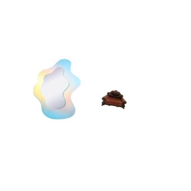 Imagem de Fenteer Espelho de Maquiagem Ondulado em Acrílico, Espelho Decorativo Moderno para Banheiro, Decoração de Parede, Modelo de Sofá em Miniatura, Cadeira Individ