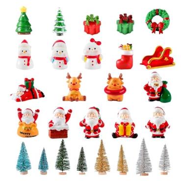 Imagem de COCLUB 27 peças de mini enfeites de Natal de resina, mini estatueta de Papai Noel de Natal em miniatura de resina para decoração de mesa de micro paisagem de fadas, kit faça você mesmo