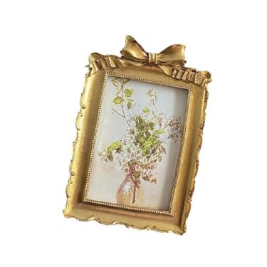 Imagem de Generic Porta-retratos vintage elegante, suporte para exibir fotos, ideal para mesa, sala de estar, quarto, corredor e decoração de casa, Ouro