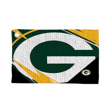 Imagem de Northwest The Company Toalha de golfe para fãs de tecido waffle de microfibra oficial NFL com ilhós, 40,6 cm x 63,5 cm, fragmentada, cores do time (Green Bay Packers)