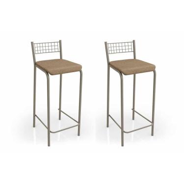 Imagem de Banqueta Sala De Jantar Gênova 2b705nk Kit 2 Un Niquel-capuccino 31 - Kappesberg