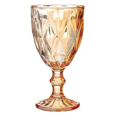 Imagem de Taça De Vidro Diamond Diamante âmbar Metalizado 300ml água Class Home
