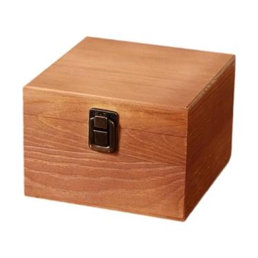 Imagem de shamjina Caixa organizadora de madeira para guardar objetos pequenos, com fecho, estilo vintage, ideal para decoração de casa, S Brown