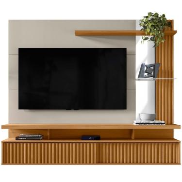 Imagem de Painel Para Tv 60 Pol Com Bancada Suspensa 182cm Mogi L05 Nature Off White