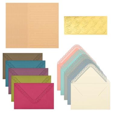 Imagem de BAYTORY Conjunto de 30 peças de papel de papelaria e envelopes, envelopes estéticos A6, kit de escrita de cartas de amor, 20 folhas de papel pautadas + 10 envelopes para convite de aniversário de