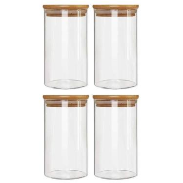 Imagem de Kit 4 Potes Borossilicato Hermético Tampa Bambu 1100ml Class - CLASS H