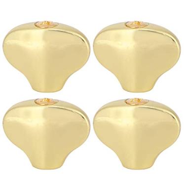 Imagem de RiToEasysports Tuning Peg Cap Botões de Substituição de Liga de Zinco para Baixo e Cabeças de Máquina de Ukulele Conjunto de 4 Peças Pequeno Formato de Rabo de Peixe Prata Preto Dourado (Ouro)