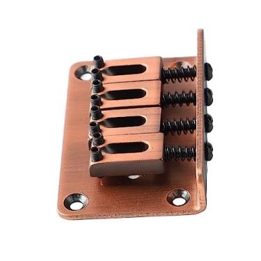 Imagem de RiToEasysports Ponte Fixa de Guitarra, Peça de Substituição de Hardtail de Metal para Baixo Elétrico Ukulele de 4 Cordas Com Instalação Rápida e Design Leve (GA909 Bronze)