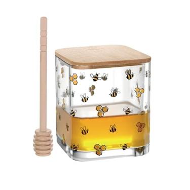Imagem de LYOR - Meleira de Vidro com Tampa e Pegador de Bambu Bee 8cm x 9,5cm