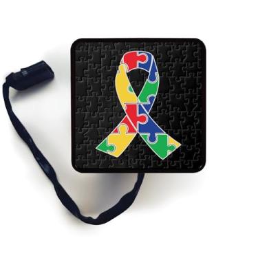 Imagem de Fita de autismo preta – Receptor de reboque personalizado compatível com luz de freio de LED Dodge Ram para acessórios de caminhão de engate de reboque de 5 x 5 cm