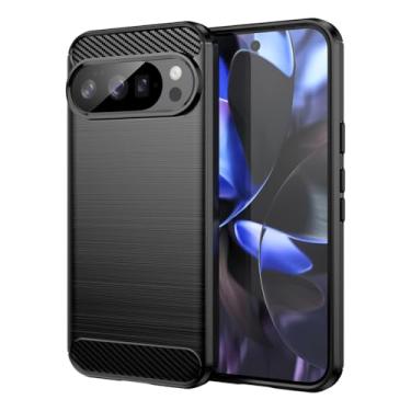 Imagem de Sidande Capa para Pixel 10, capas Pixel10 Pro, capa ultrafina para celular com absorção de choque de fibra de carbono TPU borracha protetora para Google Pixel 10 Pro preta