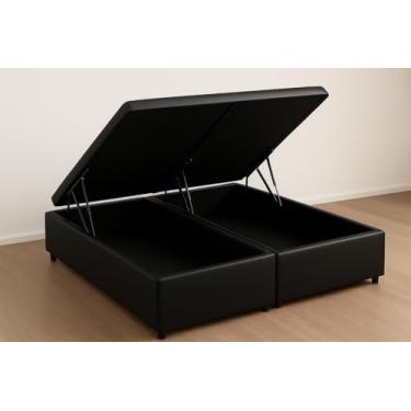 Imagem de Cama box baú casal BIPARTIDO (Corino preto)