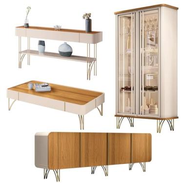 Imagem de Conjunto 1 Cristaleira 1 Buffet 1 Aparador e 1 Mesa de Centro Texas/Virginia/Rennes Off White/Cinamomo G26 - Gran Belo