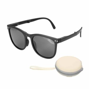 Imagem de HARFINGTON Óculos de sol para mulheres, homens, modelos dobráveis de silicone e policarbonato, óculos de sol modernos com caixa simples para dirigir, fazer compras e tirar fotos, tinta
