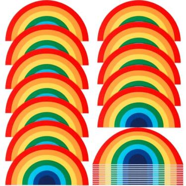 Imagem de Boao 12 peças grandes tapetes de mesa de feltro arco-íris, suprimentos de festa de arco-íris, adereço para artesanato, decalque de parede, pintura, aniversário, chás de bebê, decorações de festa